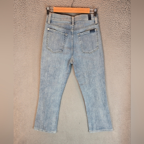 7 For All Mankind Womens High Waist Denim Jeans Sz 27 Slim Kick Light Blue - Picture 7 of 14